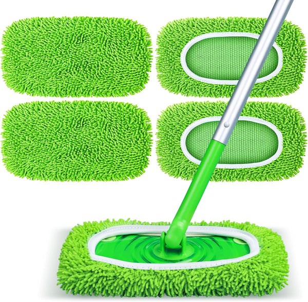 NXPPYY Reusable Mop Pads Fit Swiffer Sweeper, 4-Pack Microfiber Mop Replacement Pads, Washable
