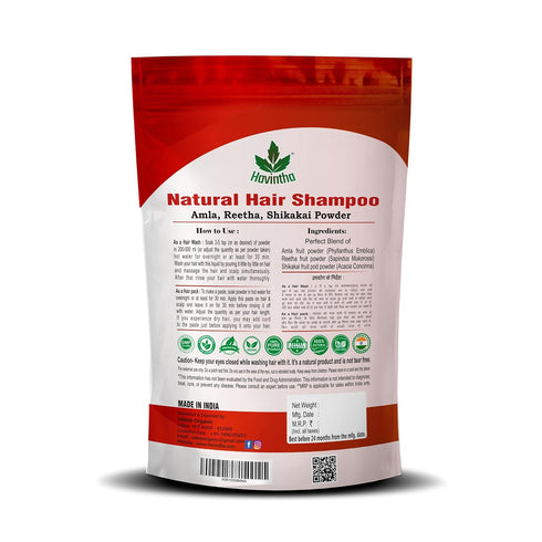 Natural Hair Shampoo for Hair, 8 oz, AMLA REETHA SHIKAKAI POWDER, Product of Havintha, 227g
