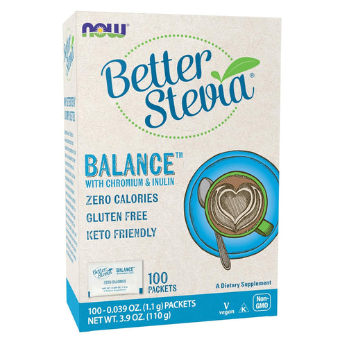 NOW Foods BetterStevia Balance - Zero-Calorie Granulated Sweetener Packets, 100 Packets