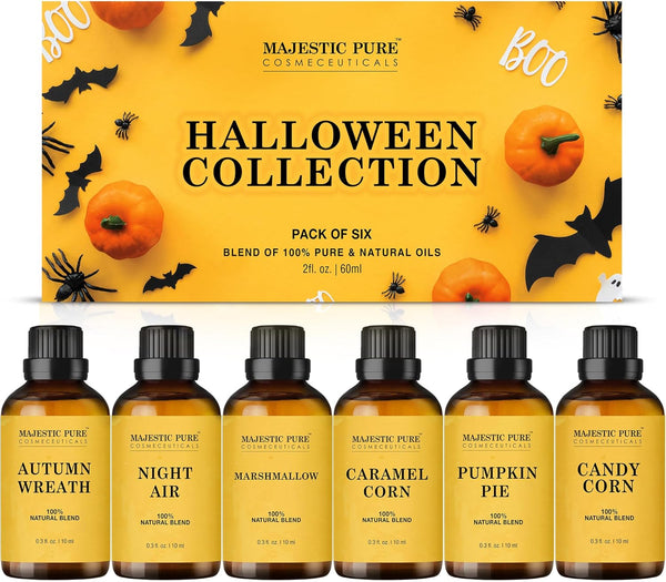 MAJESTIC PURE Halloween Essential Oil Gift Set - Autumn Wreath, Pumpkin Pie, and More Scents for Candle Making