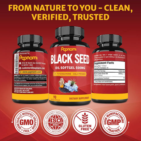 Immune 90 Counts 3 Premium Black Seed Oil Softgel - Supports System, Heart, Digestive, Skin, Hair & Body Balance