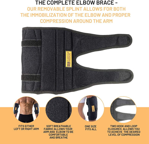 Everyday Medical Adjustable Cubital Tunnel Elbow Brace for Tendonitis & Tennis Elbow, Unisex - S/M