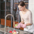 COOLJOB Large Reusable Rubber Dishwashing Cleaning Gloves, Non-Slip Grippy Long Gloves, Flexible Waterproof, Lt Pink