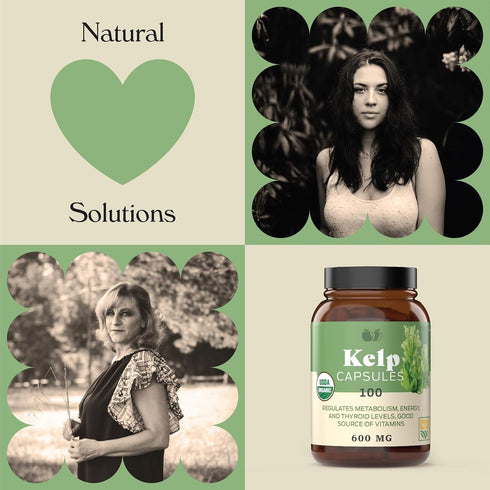 Raw Sea Kelp Powder Supplement 100 Pills, 600mg Capsules, Powdered Raw Seaweed & Thyroid Support