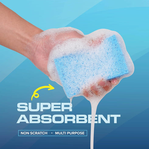 SCRUBIT 48 Pack Kitchen Sponges, Blue Dish Sponge for Washing Dishes, Bulk Cleaning Sponges Kitchen