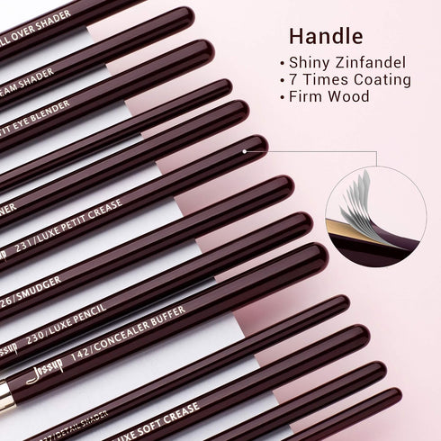 Jessup Professional Eye Makeup Brushes Set - 15pcs for Eyeshadow, Blending, and Eyeliner