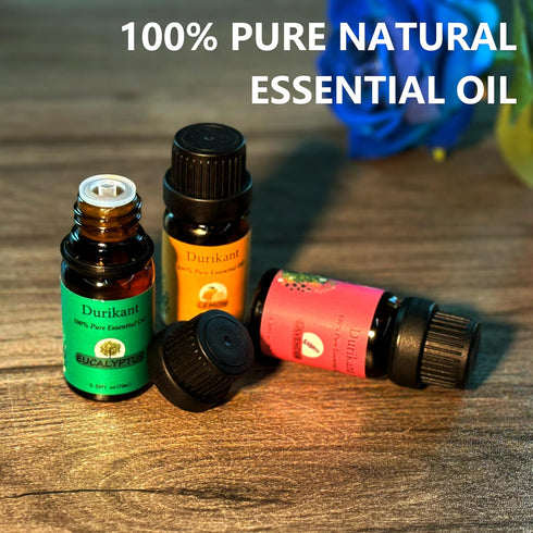 Set 100% 6-Pack 0.33 Oz Essential Oil - Pure Natural, (Tea Tree, Eucalyptus, Lavender, Orange, Peppermint, Lemon Oils)