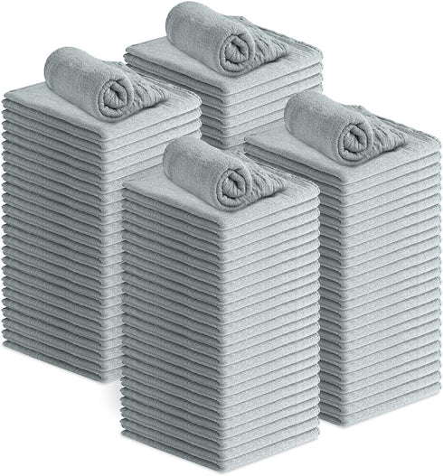 Avalon Towels Cotton Shop Rags, Pack of 100, Size 12x14 Inches, Absorbent Multipurpose Cleaning Towels (Grey)