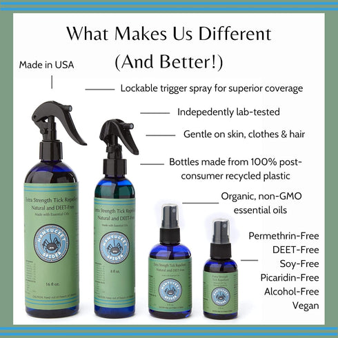 Nantucket Spider Extra Strength Tick Repellent Spray, 2 fl oz, Pack of 3, DEET Free, Organic Essential Oils