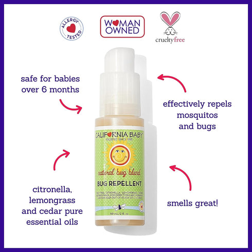 California Baby Natural Bug Repellent Spray, DEET-Free, Citronella, 59 mL / 2 oz, Allergy Friendly