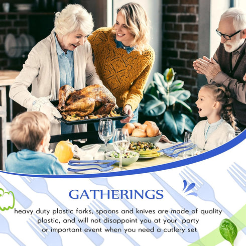 150 Pieces Disposable Cutlery Set, Heavy Duty Plastic Silverware with 50 Forks, 50 Knives, 50 Spoons for Parties, Events