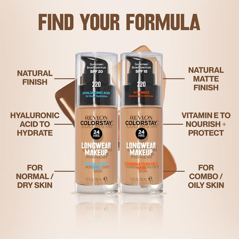 Revlon Liquid Foundation - ColorStay Face Makeup for Combination & Oily Skin, SPF 15, 370 Toast
