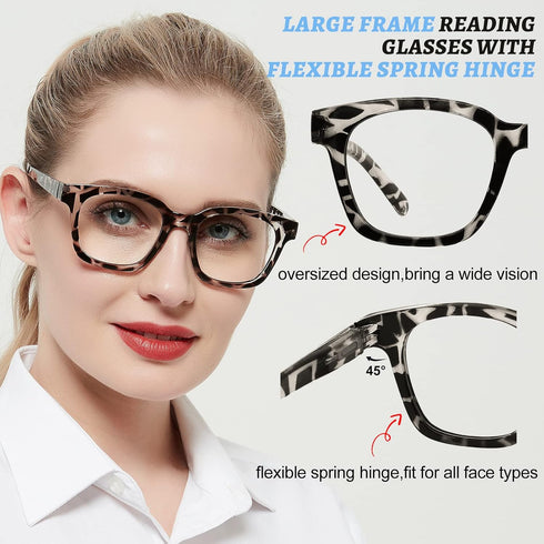 AEZUNI 6.0 Designer Reading Glasses for Women, Strong Reader 600 for Lady (1.0 to 6.0)