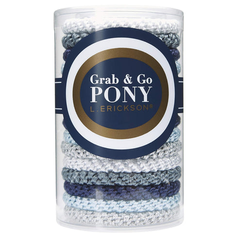 L. Erickson Grab & Go Ponytail Holders - Atlantic, Set of 15, Exceptionally Secure Hold