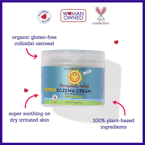 California Baby Eczema Cream, Steroid-Free Treatment, Colloidal Oatmeal + Aloe Vera, Soothing Lotion for Kids & Adults