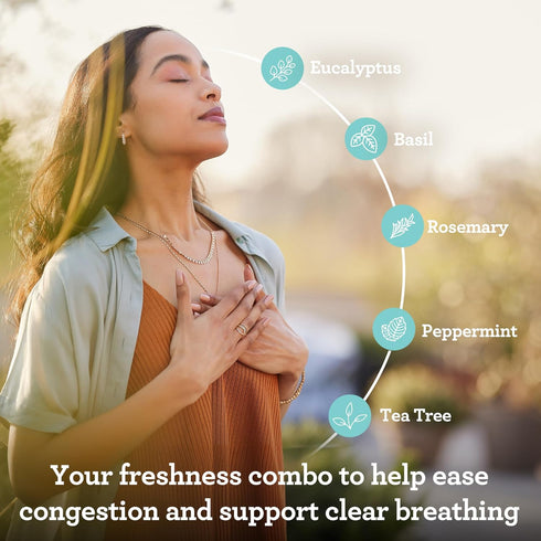 GuruNanda Breathe Essential Oil Set (Pack of 3 x 0.34 Fl Oz) - 100% Pure & Natural Diffuser Oils for Aromatherapy