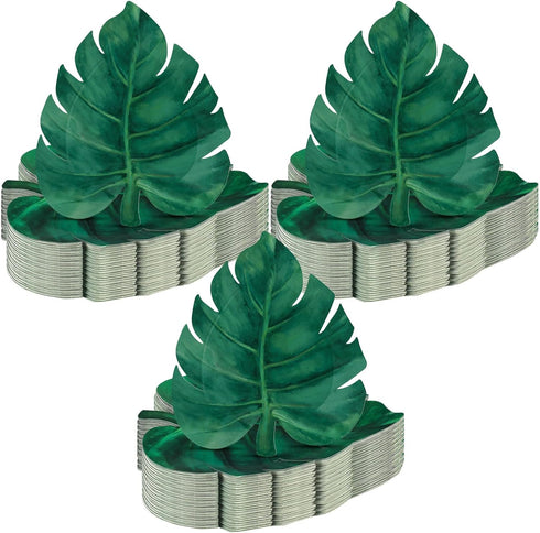Zonon 150 Pcs Summer Turtle Leaf Plates Hawaiian Luau Party Supplies Turtle Leaf