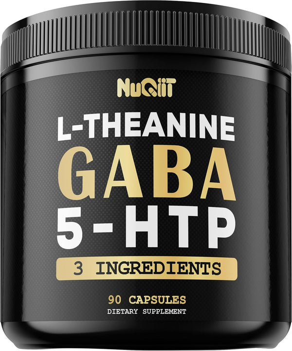 90 Capsules 3in1 GABA Supplements 750mg L-Theanine 200mg & 5-HTP - Equivalent to 1000mg - Support Comfortable Mood,