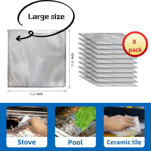 Large Non-Scratch Steel Wire Dishwashing Rags, Substitute for Steel Wool Scrubbers, Multifunctional Cloths for Pots,