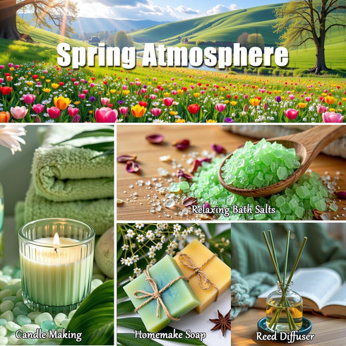 Set 6x10ML Spring Fragrance Essential Oil - Gardenia, Honeysuckle, Rain, Rose, Fresh Cut Grass, Freesia for Diffusers