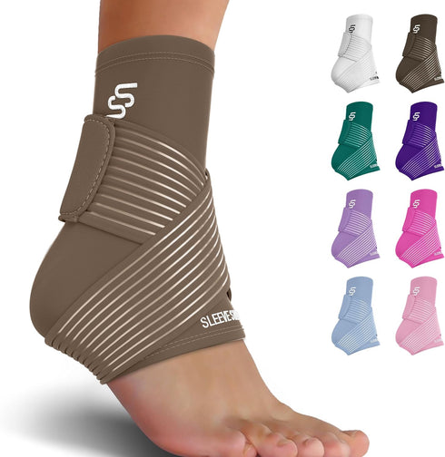 Sleeve Stars Ankle Support for Ligament Damage & Sprained Ankle - Pain Relief Brace for Women & Men (Single/Mocha Brown)