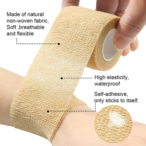 Self Adherent Wrap Bandages, Self Adhering Cohesive Tape for Sports Sprain and Soreness, 8PCS 2 in X 14.7 ft (Red)