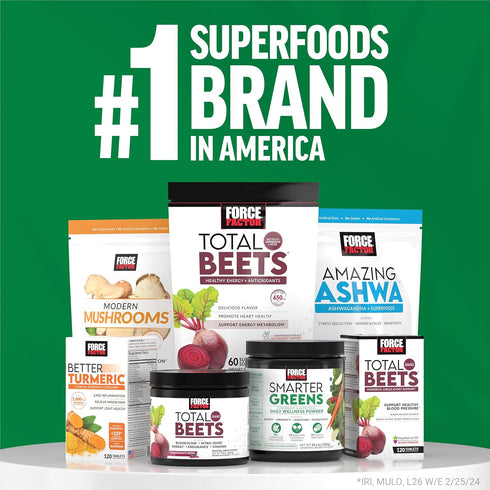 FORCE FACTOR Smarter Greens Superfoods + Energy Powder, Plant-Based Caffeine, Probiotics, 30 Servings