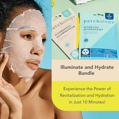 Patchology Hydrating Sheet Masks - Weekend Travel Essentials with Hyaluronic Acid for Ultimate Hydration & Radiance
