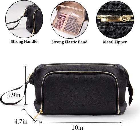 Small Makeup Organizer Bag, PU Leather, Portable Waterproof Travel Makeup Bag for Women