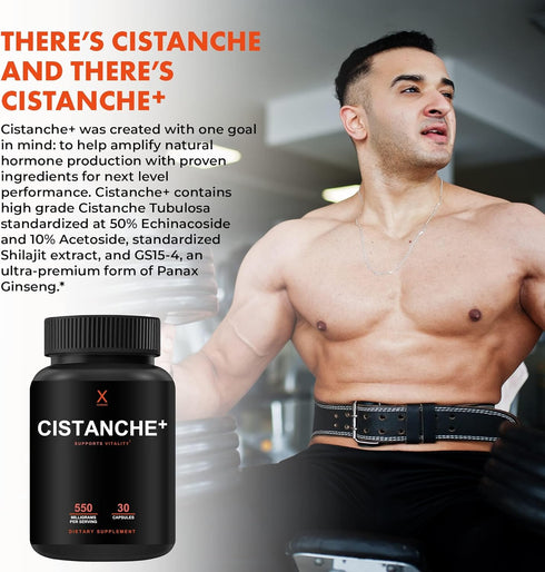 HUMANX Cistanche+ 550MG USA Made - Easy to Swallow Capsules for Men, Supports Athletic Performance & Vitality