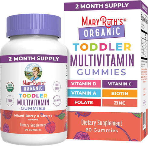 MaryRuth Organics Vitamin Gummy for Kids and Toddlers Age 2+ | Daily Vitamin C, D3, Zinc | 2 Month Supply