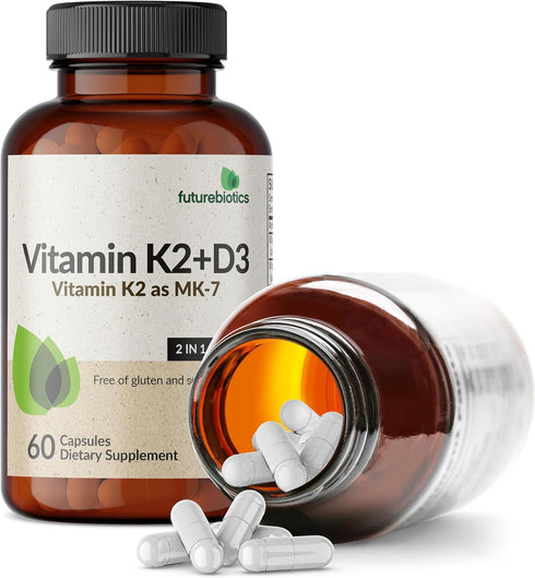 K2 (MK7) D3 5000 D3 90 K2 MK-7, 60 Futurebiotics Vitamin with Supplement - Non-GMO Formula - IU Vitamin & mcg Vitamin