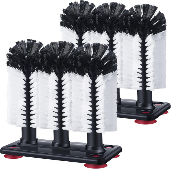 Havawish 2 Pack Water Bottle Cleaning Brush with Suction Base, 3 Head Bristle Bar for Cup Washer Cleaning