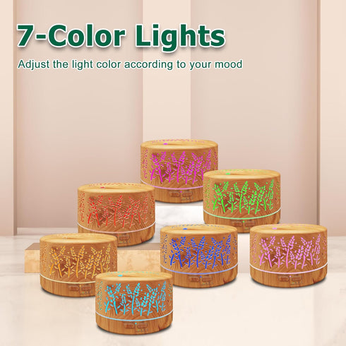 Room,600ml 7 3 Diffusers for Essential Oils Large Essential Oil Diffusers for Home,Waterless Auto Off Colors Changed
