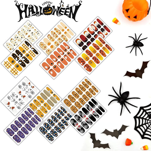 TailaiMei 12 Sheets Halloween Nail Wraps Stickers - Nail Polish Strips Self-Adhesive Full Wraps with 2 pcs Nail Files