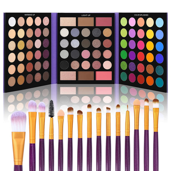 UCANBE 86 Colors Nude Eyeshadow Palette with 15pcs Makeup Brushes Set, Waterproof Colorful Eye Shadow