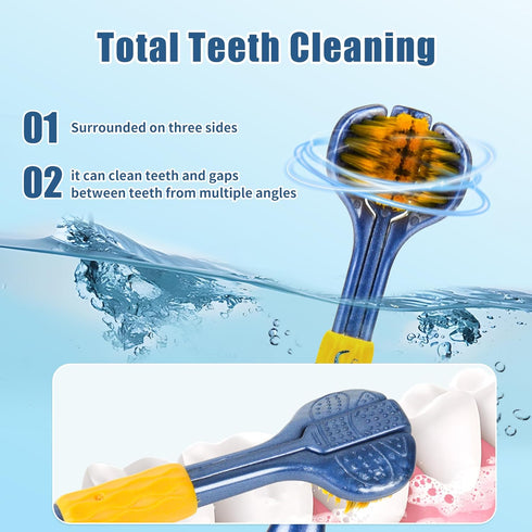Lnncdsc 4-Piece Set 3-Sided of toothbrushes Adults, Extra Soft toothbrushes for Adults, Medium Toothbrush