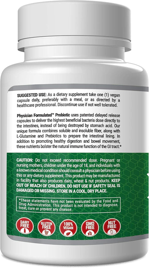 Probiotics for Women & Men - 50 Billion, 15 Strains Slow Release DR Capsules & Prebiotics for Digestive Health, Full