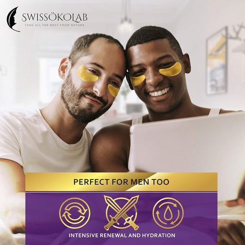 SWISSÖKOLAB 24k Gold Under Eye Patches for Dark Circles, Puffiness, Collagen Eye Gel Pads