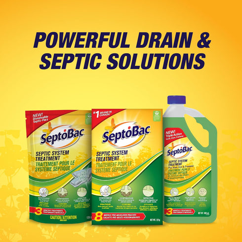 SeptoBac Septic System Treatment - 16 Pack Maintenance, Pre-Measured Weekly Pouches for Sewage Waste Tank