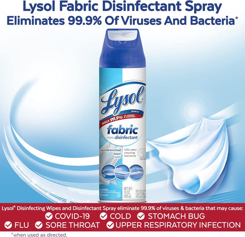 Lysol Fabric Disinfectant Spray, Sanitizing and Antibacterial Spray, Sundrenched Linen, 15 FL. Oz