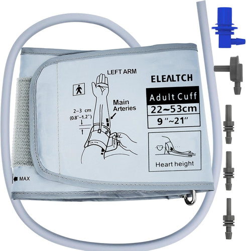 Extra Large Cuff Compatible with Omron 9”-21” Inches, XL Blood Pressure Replacement Cuff, Grey
