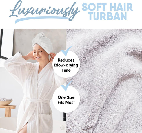 MICRODRY Ultra-Absorbent Hair Towel Wrap, Quick-Drying Microfiber Hair Towels, Machine-Washable, One Size Fits All,