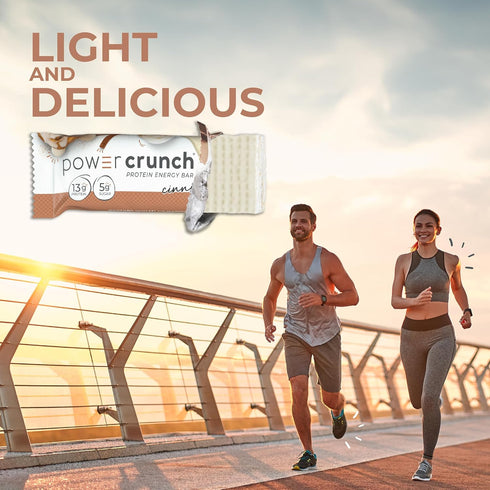 Power Crunch Protein Wafer Bars, High Protein Snacks, Cinnamon Roll, 1.4 Ounce (12 Count)