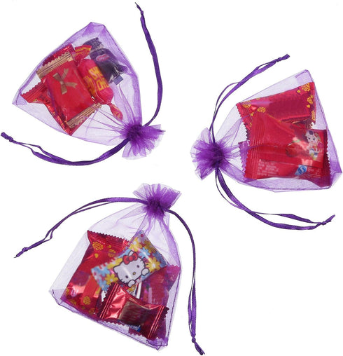 Mudder 50 Pack Organza Gift Bags, Dark Purple Wedding Party Favor Bags, Jewelry Pouches Wrap, 4 x 4.72 Inches