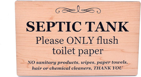 Septic Tank Adhesive Sign - Stylish Wood Effect, Plaque for Toilet, Bathroom, W.C, Septic Tank ¦ Septic System Sign for Bathroom ¦ WC Septic Tank Signs by OriginDesigned