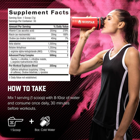 Six Star Pre-Workout Powder for Men & Women, Pink Lemonade, 30 Servings