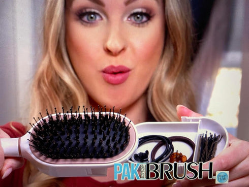 PAK Travel Hair Brush with 30 Hair Accessories Included - Wet/Dry Hair Brush with Built-in Storage by BeautyHak