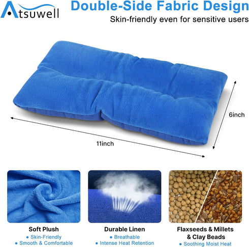 Atsuwell Microwave Heating Pad Set of 2, 6 x 11 Microwavable Heat Pad for Pain Relief, Moist Heat Pack