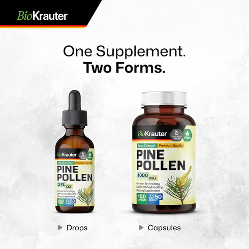 Pine Pollen Tincture - Organic Pine Pollen Powder Liquid Extract for Immune Support, 2 Fl.Oz.